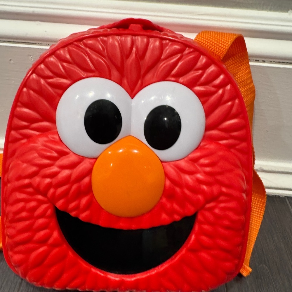 Sesame Street Elmo Red and Orange Hard Plastic Just Play Backpack Toddler Baby - Picture 2 of 7